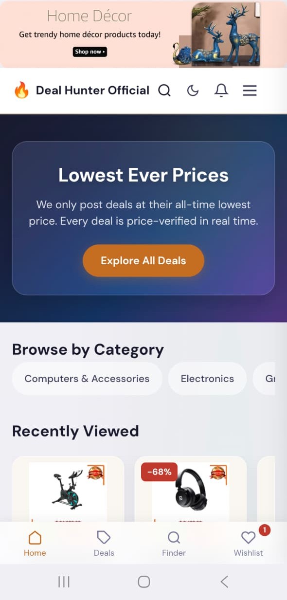 Deal Hunter Official mobile view